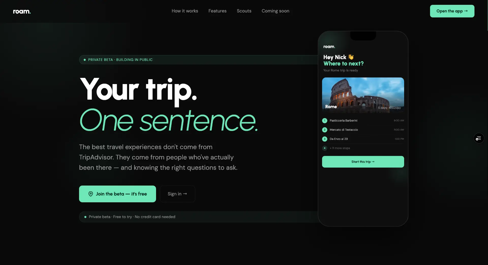 roam. landing page hero